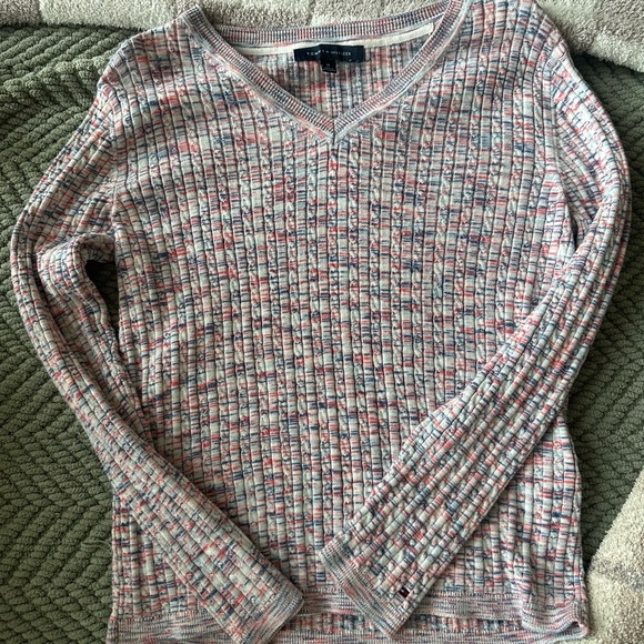 TOMMY HILFIGER Multi-Color Women V-Neck Sweater - Picture 5 of 6